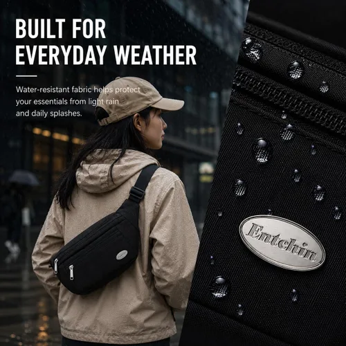 Miniatura 6 de Entchin Riñonera para mujeres y hombres, bolsa cruzada con 4 bolsillos con cremallera, bolsa de cintura ajustable, uno de los regalos esenciales