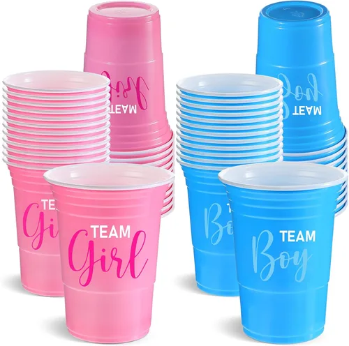 Miniatura 12 de Norme 30 vasos de plástico para revelación de género, color azul y rosa, suministros de revelación de género, equipo y niña, desechables para 16 oz