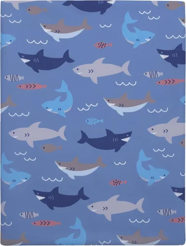 Miniatura 5 de Everything Kids - Sábana para siesta preescolar preescolar con diseño de tiburón, pescado, azul océano y gris