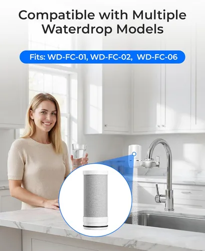 Miniatura 2 de Waterdrop FF-01A Filtro de agua de repuesto para Waterdrop WD-FC-01/FC-02/FC-06, filtro de agua para grifo de fregadero, filtro de agua de grifo