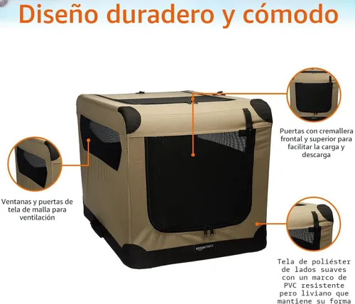 Miniatura 5 de Amazon Basics Jaula suave plegable portátil para perros, puerta doble, perrera de viaje plegable, fácil de instalar, resistente, segura, XL 42 x 31
