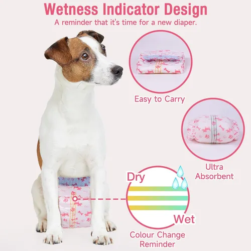Miniatura 3 de Pet Soft - Pañales desechables para perras - Pañales para perras hembra con agujero ajustable de cola de espuma, indicador de humedad para perritos