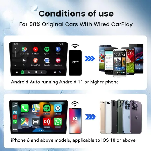 Miniatura 8 de CarlinKit Adaptador inalámbrico CarPlay 4.0, dongle inalámbrico Android Auto para automóviles CarPlay con cable OEM, actualización OTA 2026-2 en 1,5