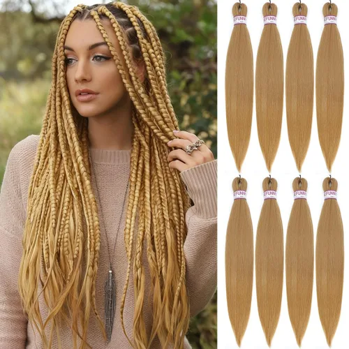 Miniatura 30 de BEFUNNY Cabello para Trenzar, Cabello para Trenzar Pre-Estirado, 24 Pulgadas 8 Paquetes Cabello Preestirado Ombré para Trenzas de Caja de Crochet