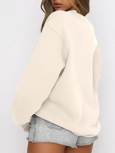 Miniatura 2 de ANRABESS - Sudaderas de vellón de mujer, cuello redondo, de gran tamaño, bonitas, para otoño e invierno, para estudiantes de preparatoria, jóvenes