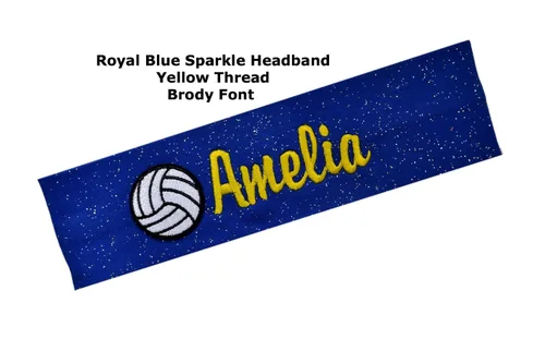Miniatura 7 de Funny Girl Designs Personalizado Monograma Bordado Voleibol Parche Algodón Elástico Diadema