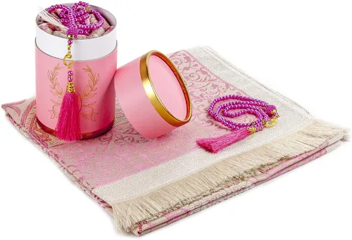 Miniatura 15 de ihvan online Alfombra de oración musulmana y cuentas de oración con caja de regalo cilíndrica de diseño elegante, Janamaz, suave sajadah, juego
