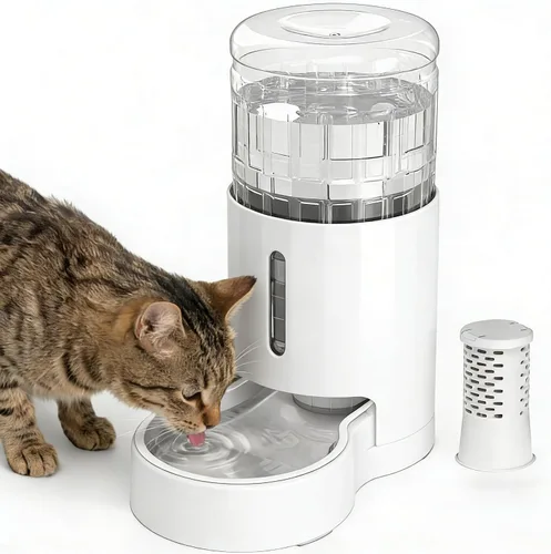 Miniatura 8 de JUNSPOW Dispensador de agua para gatos con cuenco de acero inoxidable, dispensador automático de agua por gravedad para gatos o perros pequeños