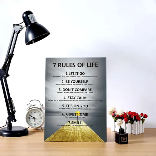 Miniatura 7 de 7 reglas de la vida - Decoración de pared motivacional sobre lienzo para impresiones de aula, impresiones inspiradoras de arte de pared