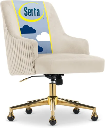 Silla de oficina moderna Serta Scarlett, silla de escritorio de respaldo medio plisado y curvo, cojín de asiento de bolsillo de resorte en espiral,
