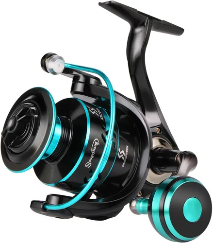 Sougayilang Carretes giratorios ligeros ultra suaves potentes carretes de pesca rojo y azul y dorado