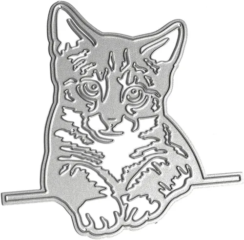 NABIAN Plantillas de troqueles de corte de metal, moldes con forma de gato perezoso, estilo de gato, herramientas de grabación en relieve para