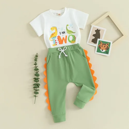 Miniatura 2 de Traje de cumpleaños para bebé niño de 1 a 5 años, conjunto de camisa y pantalón deportivo, conjunto de 1, 2, 3, 4, 5 años
