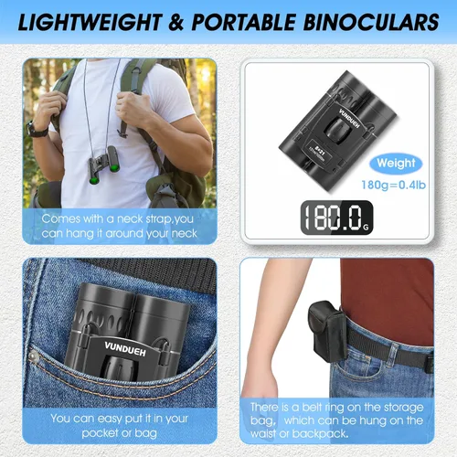 Miniatura 5 de Mini prismáticos compactos para adultos y niños – Binocular pequeño impermeable de alta potencia de fácil enfoque, ideal para observación de aves