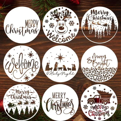 Plantillas de Navidad para pintar sobre madera de 12" Plantilla de Feliz Navidad Plantillas de vacaciones Plantillas de dibujo para colgar en la