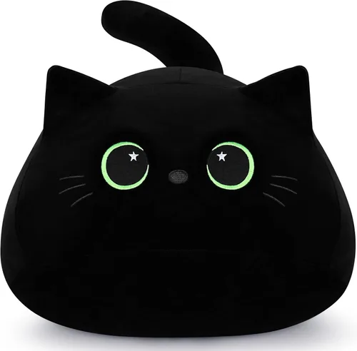 Miniatura 8 de Auspicious beginning Juguete de peluche de gato negro gigante de 19 pulgadas, juguete de peluche Kawaii, almohada de felpa de gato, decoración