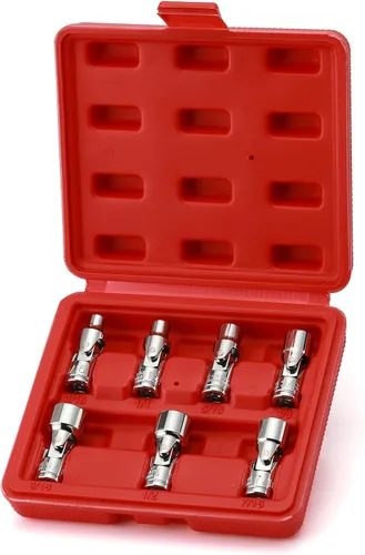 Miniatura 6 de EMENTOL Juego de Llaves de Vaso Universales de 7 Piezas con Transmisión de 1/4 Pulgada, 6 Puntos, Juego de Llaves de Vaso Flexibles Universales SAE