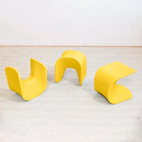 Miniatura 10 de ECR4Kids Asiento Wave, altura del asiento de 14 a 15.1 pulgadas, taburete tipo percha, amarillo, paquete de 2