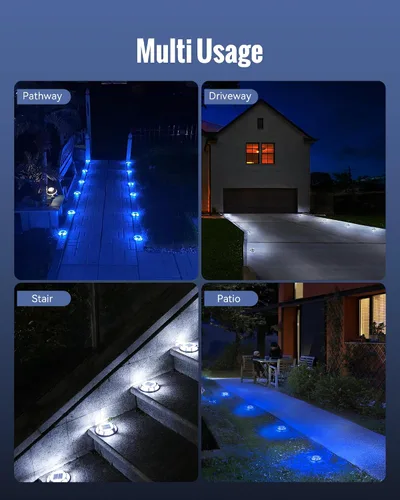 Miniatura 7 de Luces Solares para Entrada de Vehículos Luces de Muelle Impermeables Paquete de 4, 2 Colores en 1, Luces LED Solares de Cubierta para Exteriores
