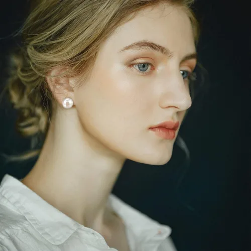 Miniatura 5 de Caskrin Aretes de perlas de plata S925 para mujer, de perlas cultivadas en agua dulce, redondos, de perlas vintage para mujer