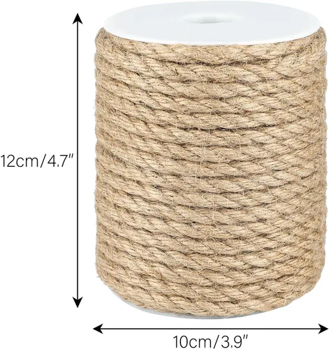 Miniatura 2 de joycraft Cuerda de yute de 0.315 pulgadas, cuerda de yute fuerte y resistente, cuerda de cáñamo decorativa marrón para obras de arte, jardinería
