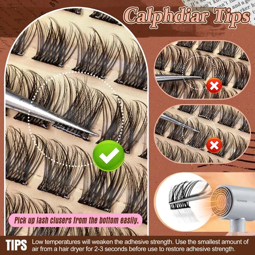 Miniatura 5 de Calphdiar Pestañas autoadhesivas, kit de racimos de pestañas reutilizables, pestañas autoadhesivas naturales, sin pegamento, racimos de pestañas