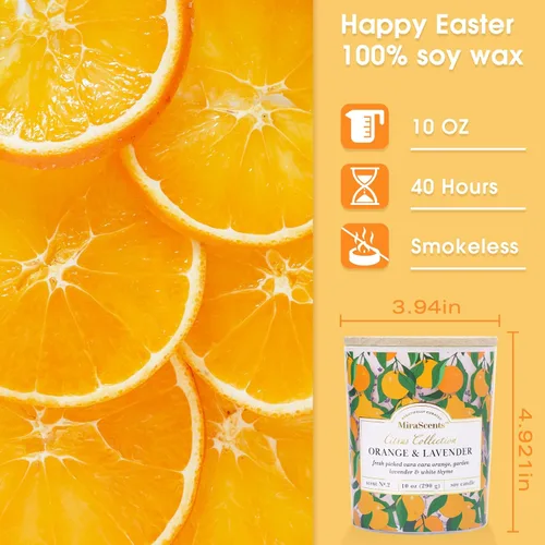 Miniatura 3 de Vela de cítricos, velas perfumadas de naranja y lavanda, velas de verano para el hogar y la cocina, vela perfumada de cera de soja, 10 onzas Pomelo