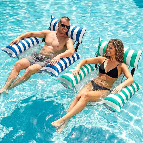 Miniatura 8 de Jasonwell Flotadores inflables para piscina para adultos – Flotadores de tela para piscina, silla flotante para lago, playa, tumbona flotante