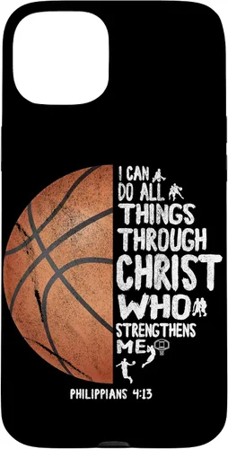 Miniatura 9 de Funda de baloncesto para iPhone 17 con texto en inglés "I can do All Things Through Christ Philippians