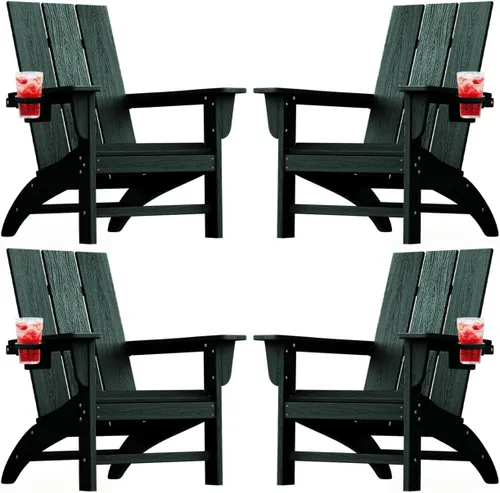 Miniatura 7 de Silla Adirondack moderna, sillas de patio de plástico HDPE para todo tipo de clima, silla para hoguera, sillas de césped al aire libre para terraza