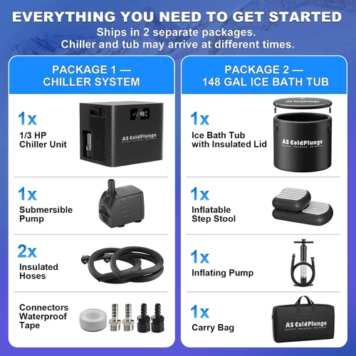 Miniatura 8 de AS ColdPlunge Kit de bañera de hielo y enfriador de inmersión en frío, enfriador de baño de hielo de 1/3 HP con bomba y filtro integrados, XL de 120