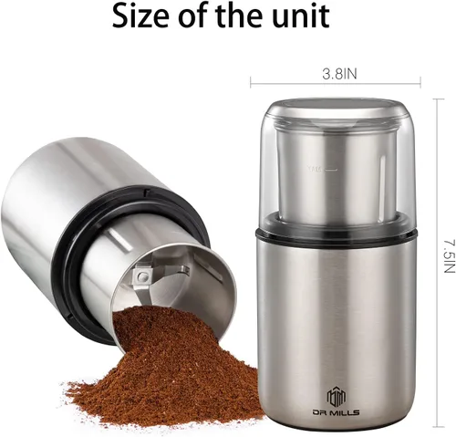 Miniatura 6 de DR MILLS DM-7452 Molinillo de café eléctrico, molinillo de especias eléctrico y picador, taza desmontable, sin lavavajillas, hoja y taza fabricada