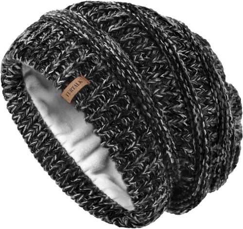 Miniatura 16 de FURTALK Gorros de invierno para mujer, con forro polar, gorro de punto holgado y cálido, gorro de esquí