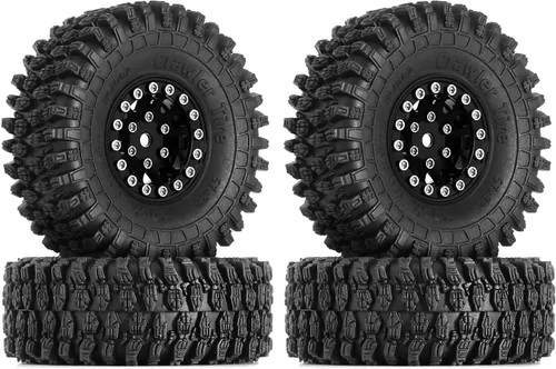 INJORA 1.0 Rueda Beadlock S5 Neumáticos Crawler Super Blandos y Adhesivos para TRX4M Axial AX24 SCX24 FCX24 Enduro24 Upgrade, 57 * 22mm (Negro)
