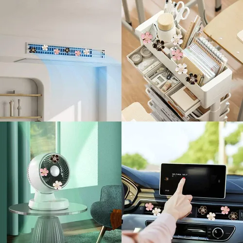 Miniatura 5 de Clips de Ambientadores para Ventilación 6 Piezas Lindos Accesorios de Carro con Flores para Mujeres y Niñas - Rosa y Blanco Decoraciones Estéticas