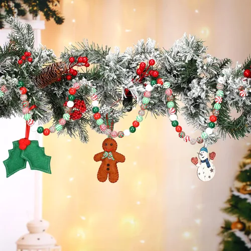 Miniatura 7 de 180 cuentas de madera de Navidad, cuentas de madera de bastón de caramelo, cuentas de madera de remolino para manualidades, cuentas de caramelo