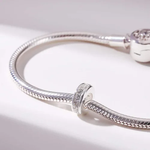 Miniatura 5 de 925 plata esterlina espaciador encanto grano con CZ transparente para pulseras Pandora Charms