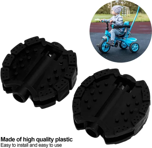 Miniatura 4 de Alomejor Pedales de bicicleta para niños, pedales de triciclo para niños, cochecito de bebé, rueda delantera, accesorios de pedal (negro)