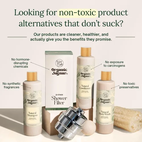 Miniatura 5 de Organic Jaguar, Acondicionador natural de madreselva, acondicionador sin sulfato con vitamina E, ricino, argán y almendras, miel, para hidratar todo