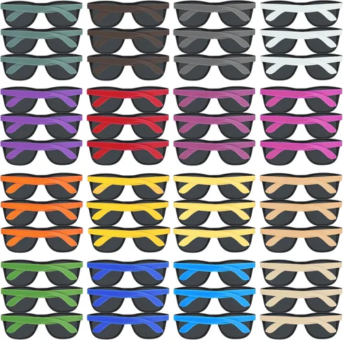 Paquete de 48 lentes de sol de neón de 16 colores, estilo retro de los años 80, regalos de fiesta a granel para carnaval, juguetes de piscina de