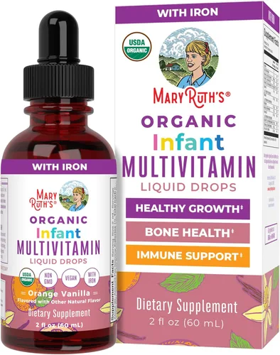 MaryRuth Organics Multivitamínico con hierro para bebés | USDA Organic | Gotas líquidas para bebés de 6 a 12 meses | Apoyo inmunológico y bienestar