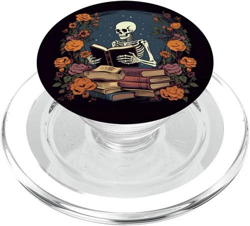 Miniatura 8 de Bibliotecario esqueleto gótico gótico gótico amante de la lectura de libros PopSockets intercambiables PopGrip