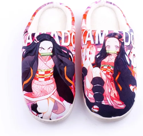 Miniatura 2 de Roffatide Anime Demon Slayer Fuzzy Slippers House Open Back Slippers Closed Toe Slippers Lightweight Rubber Sole Slippers