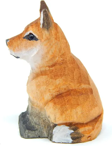 Miniatura 3 de Selsela Figura colgante de madera de zorro rojo, decoración tallada a mano
