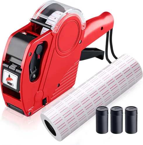 Miniatura 7 de MX5500 Pistola de precio de 8 dígitos, kit de pistola de precios con pistola de precios de recarga de 3 tintas, pistola de etiquetas para Azul