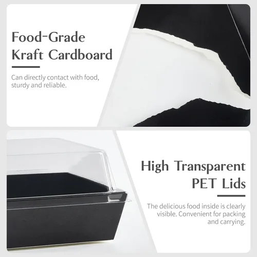 Miniatura 3 de ZORRITA Paquete de 50 Cajas de Charcutería de Papel de 5 Pulgadas con Tapas Transparentes, Contenedores Cuadrados Para Llevar para Rebanadas