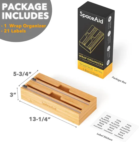 Miniatura 4 de SpaceAid WrapNeat Dispensador de envolturas 2 en 1, organizador de almacenamiento de bolsas SpaceAid para cajón de cocina, (juego de 5)