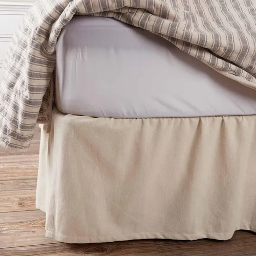 Market Place - Falda de cama natural tamaño individual, 16 pulgadas de caída, color beige crema con volantes