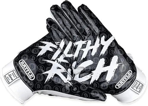 Miniatura 31 de Battle Sports - Guantes de fútbol americano para receptor abierto con dorso de mano, ultraadherentes y con agarre, antideslizantes, para adultos