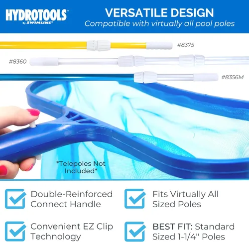 Miniatura 4 de HYDROTOOLS by SWIMLINE 8015 - Red de hojas para estanque de piscina sobre el suelo Herramienta de limpieza extra grande de red de desnatador Bolsa